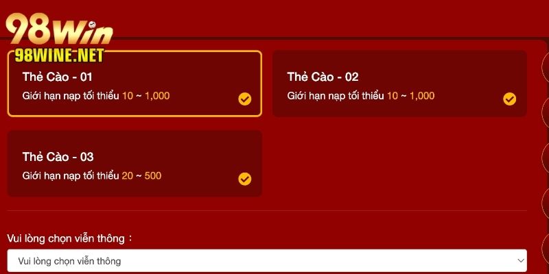 Khó khăn khi nạp tiền 98win mà người chơi cần lưu ý